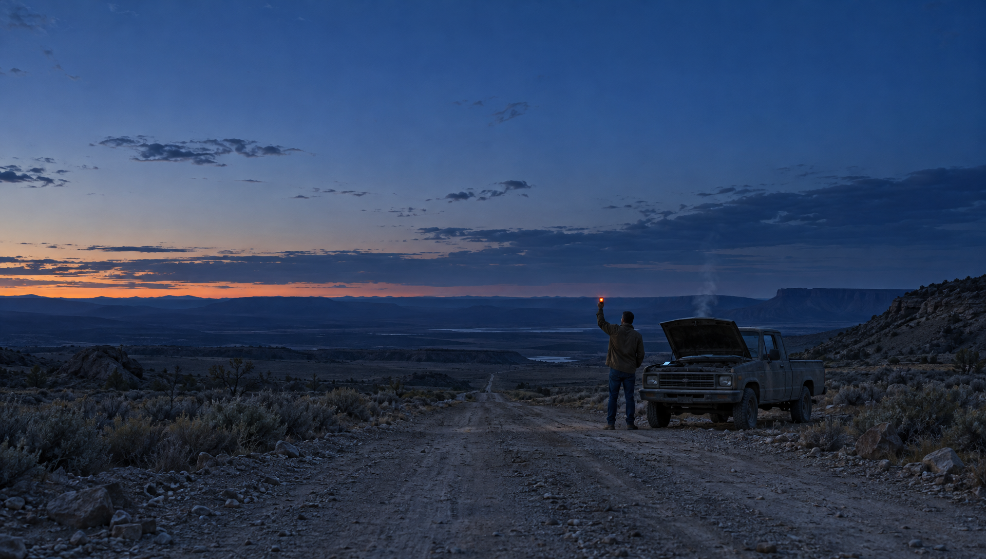 the edge-of-nowhere road at dusk