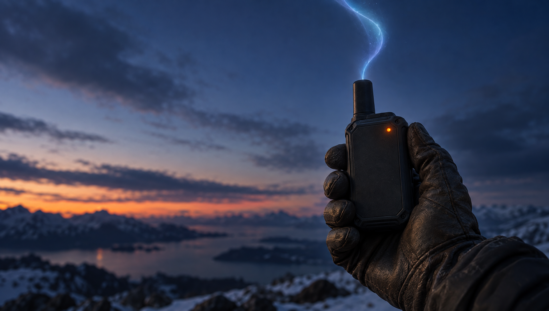 the device, a thread of light rising